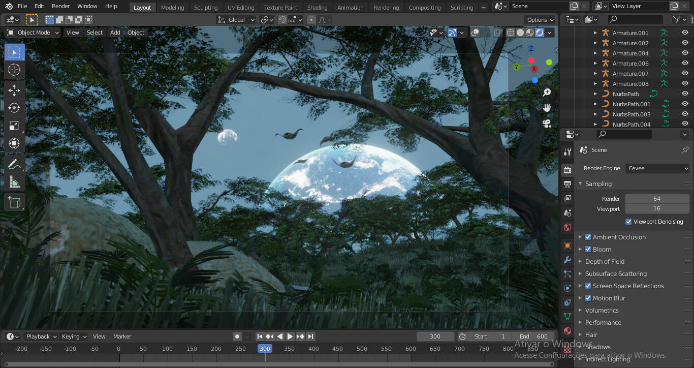 This is an animation test focused on environmental density, color grading, and realistic animal movement using path-based animation. The scene explores vegetation distribution, visual composition, and natural motion to achieve a more immersive and believab