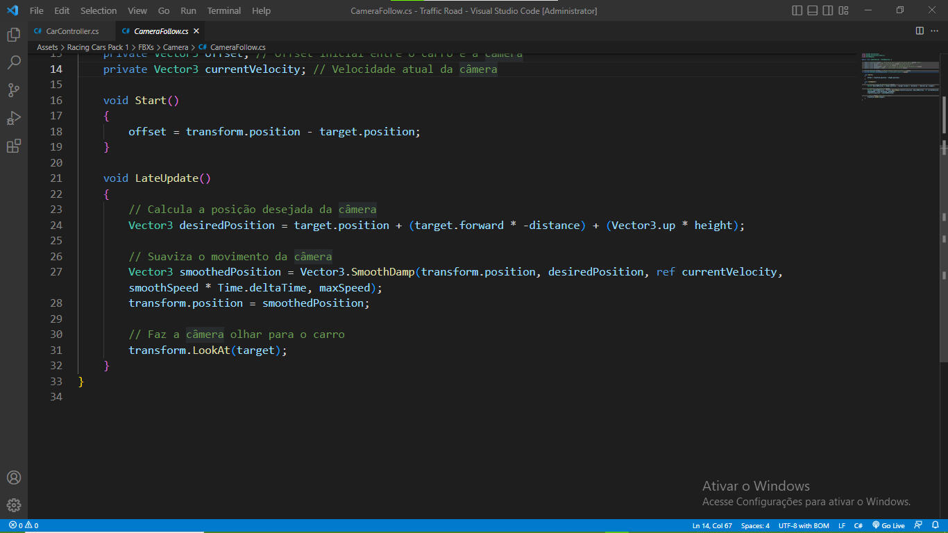 C# - Camera Controller - Ultimate Highway Challenge 2 Project